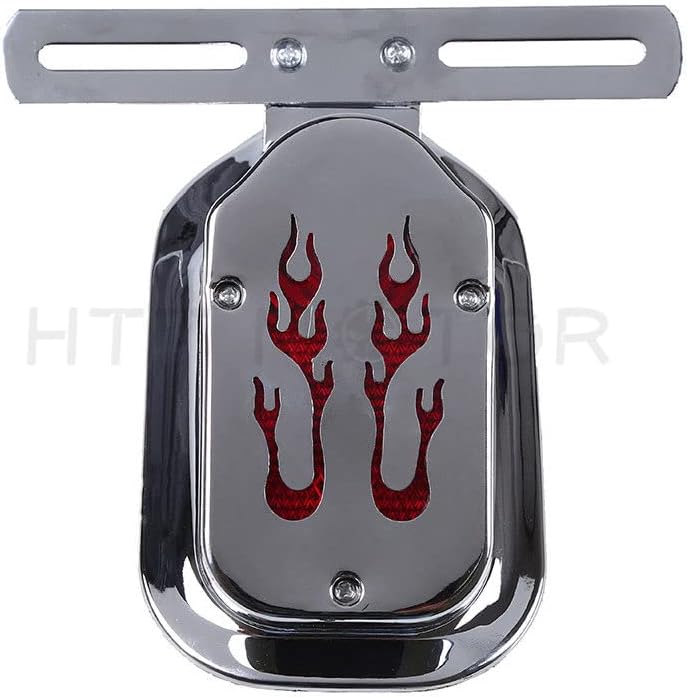 Miniatura 5 de HTTMT Flame Fire - Luz trasera de freno compatible con H-D Cafe Racer Bobber Chrome USA
