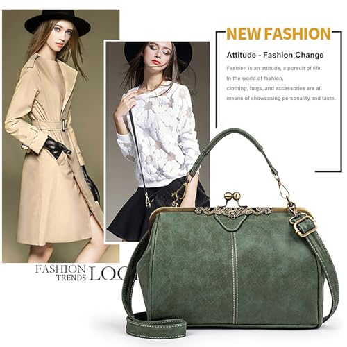 Bolso vintage Satchel de cuero sintético azul miniatura 2