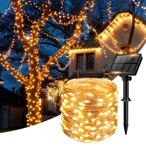 Fio fada LED Solar para Decoração, 100 LEDs, 10 Metros, Iluminaçã...