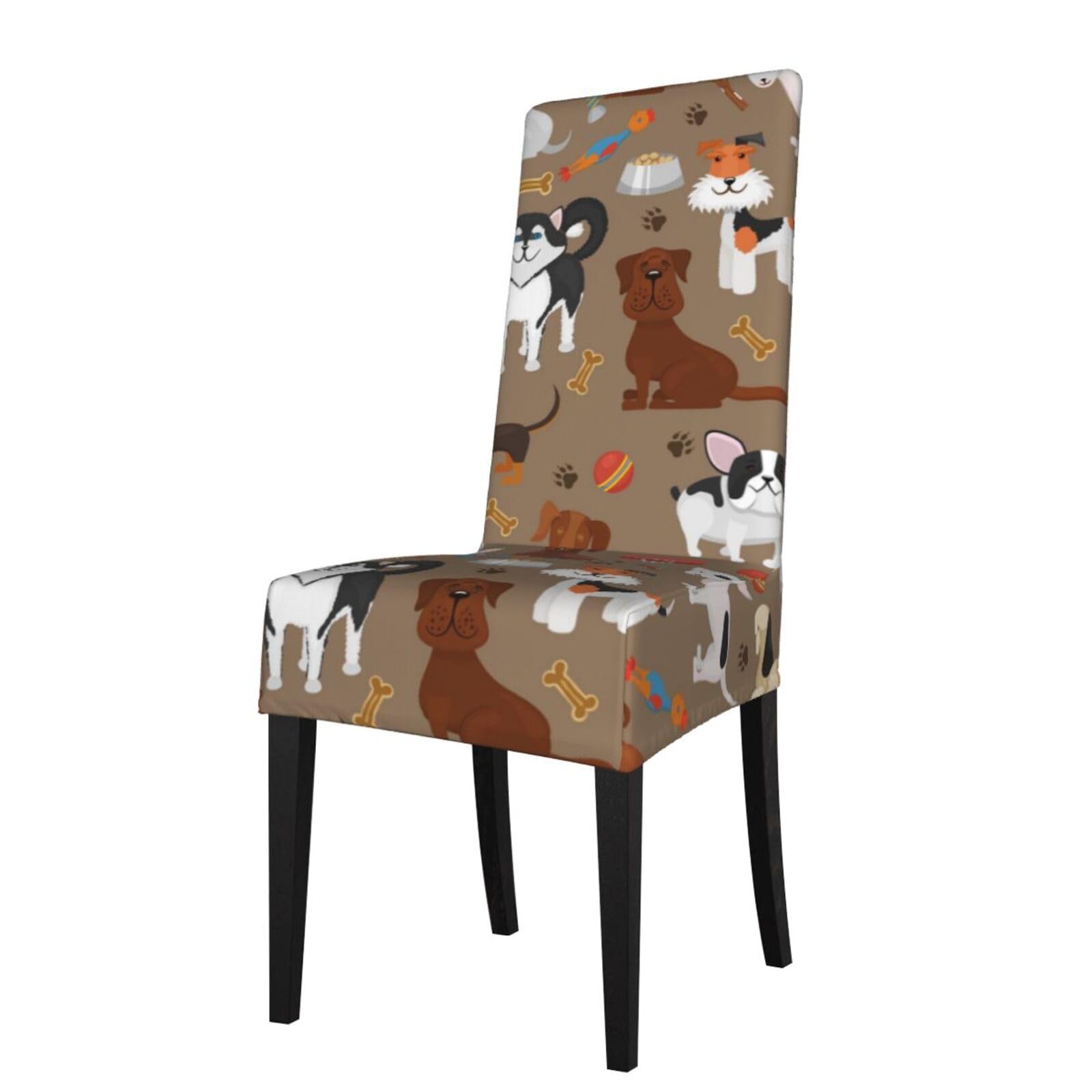 Lkymoh As Picture Cute Funny Dogs Pattern, Chair Covers Stretch Chair Slipcovers For Dining Room, For Party Pet Protection Universal Fit Soft Polyester
