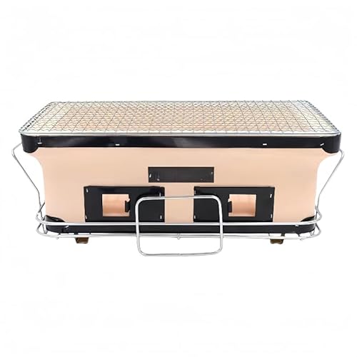 Zekonoバーベキューコンロ 炭火焼きコンロ 焚き火台 バーベキューグリル 卓上 珪藻土 セラミック火鉢 焼き網付き 耐高温性 燃焼効率良好 やけど防止 室内屋外用 (39.5*24*16)