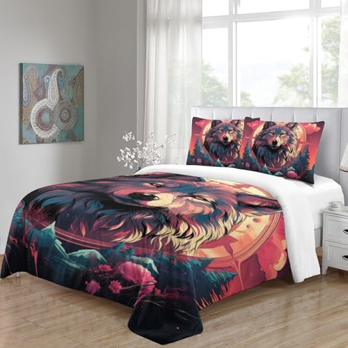 Parure de lit 200x200 microfibre douce à fermeture éclair loup - 5