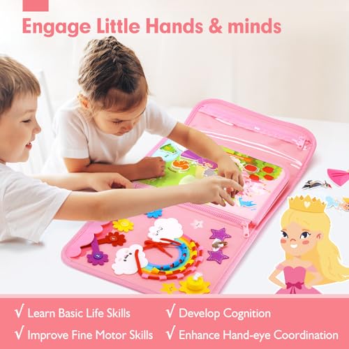 Hahaland CF-TBB08 Montessori Toys For Ages 2-4, Busy Board 1-4 Year Old Girl Birthday Gift 17 In 1 Preschool Learning Activities thumb #2