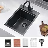 Gabhar Fregadero de barra de cocina de acero inoxidable de 38 x 51 cm, fregadero de preparación para caravana