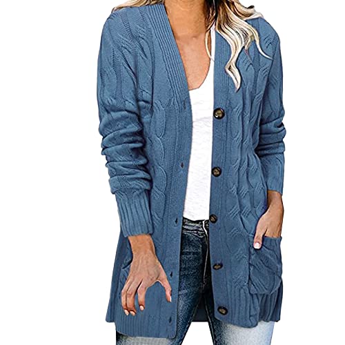 GOKKILRW Womens Dusters Long Cardigans Cable Sweater 2025 Fall Trendy Knitted Coats Outerwear Jacket with Pockets