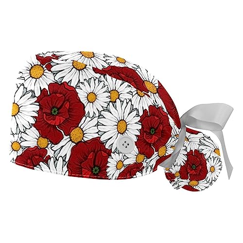 Berret Bouffant Absorbant Chapeau de Travail Floral avec Bandeau Anti-Transpiration