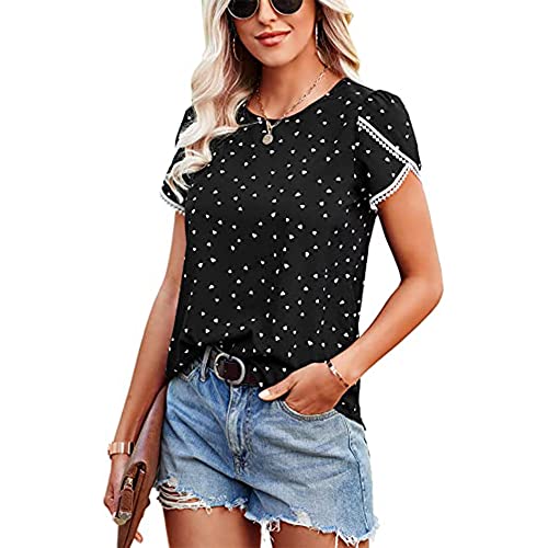 LinKeTop T-shirt d'été décontracté ample pour femme - Tailles S à XXL, Noir 3, XXL Cover