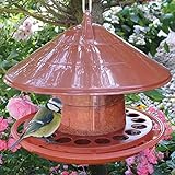 Premium Vogelhaus zum aufhängen - Vogelfutterspen-der mit stabilem Sitzring und Schutzdach für Wildvögel – witterungsbeständig und langlebig – für Garten oder Bal-kon – 2 Farben zur Wahl - Vogelhaus