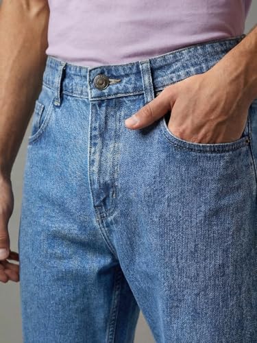 Image of Urbano Fashion Men's Relaxed Fit Washed Denim Jeans Non-Stretchable