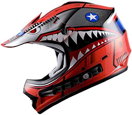 WOW Youth Kids Motocross BMX MX ATV Dirt Bike Moutain Helmet Shark Red