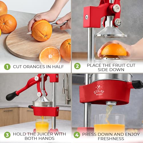 Image of Zulay Kitchen Cast Iron Juicer - Heavy Duty Manual Juicer with Detachable Strainers for Easy Cleaning, Orange Juice Press for Citrus Fruits, Perfect for Bartenders, Juice Lovers & Health Enthusiasts