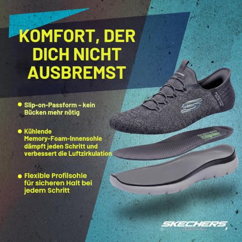 Skechers Herren Summits Key Pace Slip-InTurnschuhe, Charcoal Mesh/Black Trim, 40 EU – Ansicht 4