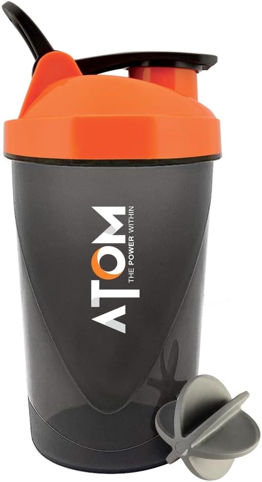 AS-IT-IS Nutrition ATOM Protein Gym Shaker for Lump free Shakes with Mixer Ball, 100% Leak proof, BPA Free, Food Grade Plastic, with Measurement, 470ml