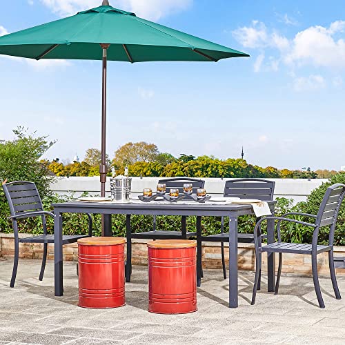 Glitzhome Rustic Storage Ottoman Seat Stool, Farmhouse Nesting End Table, Galvanized Barrel Metal Accent Side Table Toy Box Bin With Round Wood Lid For Living Room Furniture, Set Of 2, Red #TOP7