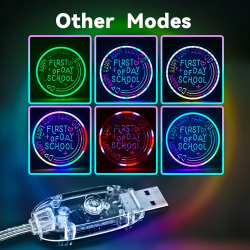 Image of First Of Day School Neon Sign Student Classroom Neon Lights For Wall Decor Dimmable Colorful Light Up Sign For Bedroom Library Classroom Reading Study Room Decoration Boy Girls Gifts