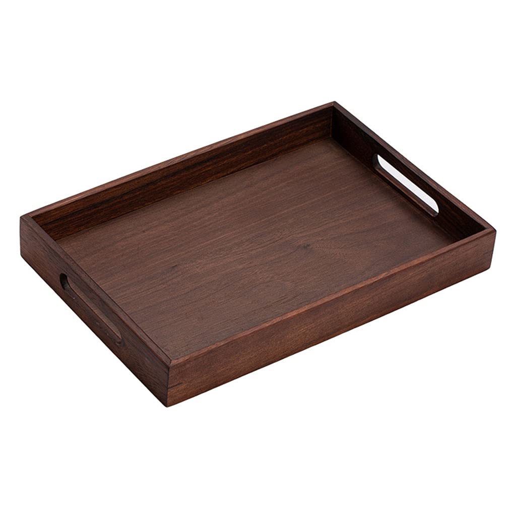 Plateau de service rectangulaire en bois avec poignée pour éviter les chutes de plats
