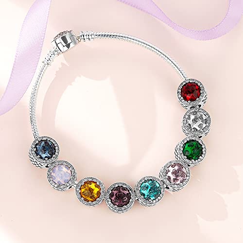 MICOO 925 Sterling Silver Sparkling Clear Charms Beads, Heart-shaped Circular Design With Cubic Zirconia Fit Pandora Original Bracelet Necklace, Gift for Women3