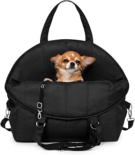Petsen 3-in-1 Dog Bag & Transport Box - Car Seat, Travel Cot & Carry Bag for Small Dogs & Cats - Handmade in the EU - Washable with Cushion (Black) product image