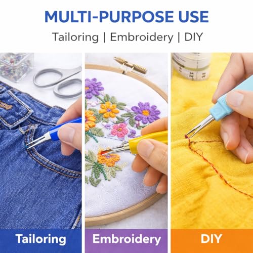 Image of Seam Ripper 3pcs Big Tool Set Piece Sewing Accessories Kit for Stitch Removal | Thread Cutting | Ideal for Sewing, Tailoring, DIY Projects | Stainless Steel Blades with Comfort Grip Handles (4, All In 1)