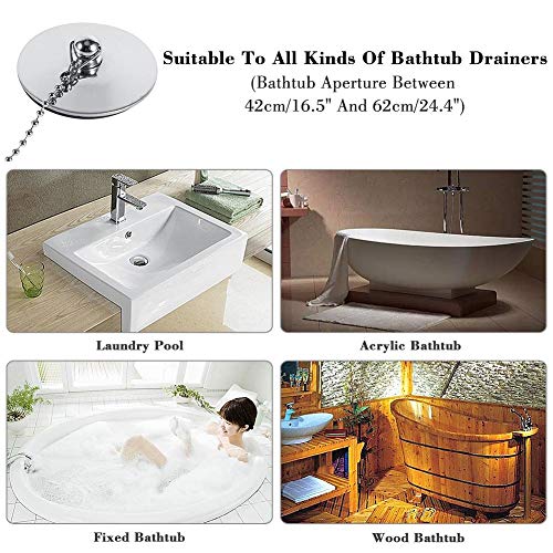 Tapón de bañera con cadena y panel de acero inoxidable miniatura 5