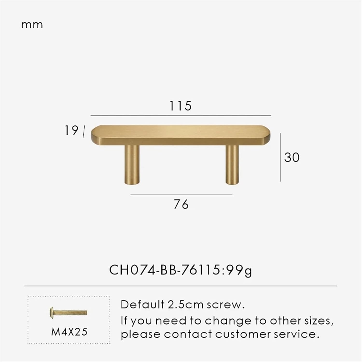 Brass Plain Extended Length Kitchen Cabinet Drawer Door Handle 4-25 Inches 500mm Pull Bar 1Pcs(CH074-BB-76115)
