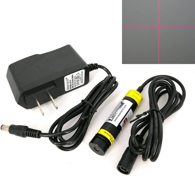 638nm Red Cross Line Light for Placement Screen Printing Heat Press Machine Woodworks Cloth Fabric Cutting Alignment (+AC-DC adapter, Red Cross)