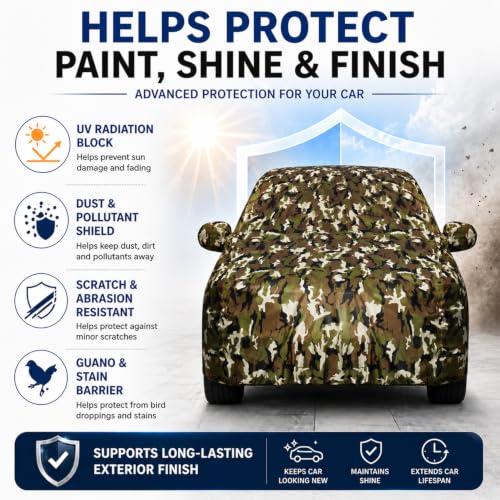 Image of Pivalo Car Body Cover for Tata Harrier All Model & Years (2019-2026) 100% Waterproof with Mirror Pockets, Triple Stitched Dustproof Heat Resistant UV Protection (Military /Jungle /Camouflage)