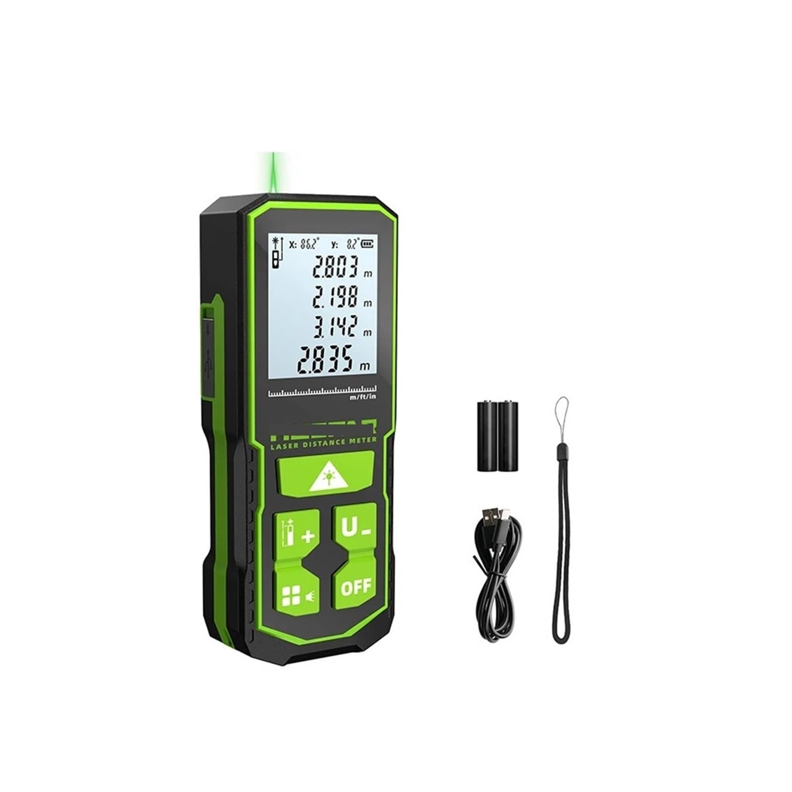 Herramienta de medición de distancia láser con Sensor de ángulo, telémetro láser Digital recargable, Rayo verde, 60M, 100M, 120M(60m)