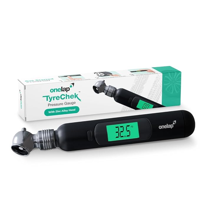 Onelap TyreChek™ - Digital Tyre Pressure Gauge (Zinc Alloy Head) | 0-150 PSI | Suitable for Car, Truck, Bike, Bicycle with Backlight LCD