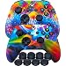 MXRC Silicone Rubber Cover Skin Case Anti-Slip Water Transfer Customize Camouflage for Xbox One/S/X Controller x 2(Rainbow Pack) + FPS PRO Extra Height Thumb Grips x 8