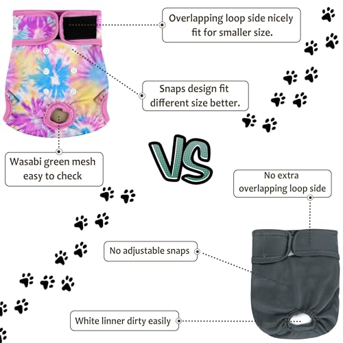 Image of Female Dog Diapers 5Pcs - Premium Reusable Diapers for Doggie in Heat - Highly Absorbent Dog Diapers Female for Pet Incontinence with Adjustable Snaps, Rainbow, XL