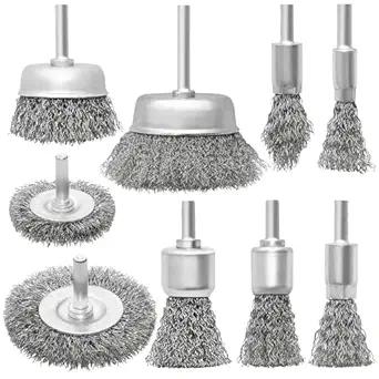 9 Pcs Wire Wheel Brush Set for Drill,Stainless Steel Wire Cup Wheel with 1/4 Inch Shank for Rust Removal, Corrosion and Scrub Surfaces