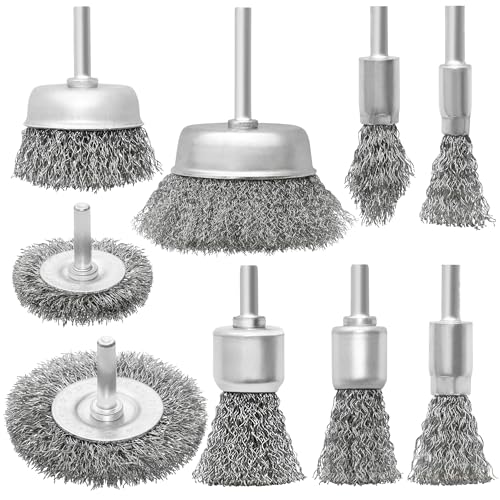 JIUNENG 9 Pcs Wire Wheel Brush Set for Drill,Stainless Steel Wire Cup Wheel with...
