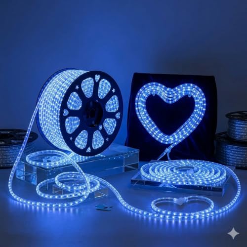 Image of Quace Blue LED Rope Light 14M | Flexible Outdoor & Indoor Decorative Lighting for Home Decor, Weddings, Festivals, Balcony, Garden & Events