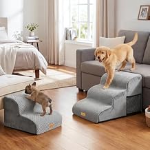 Topmart 11.8" High 2 Tiers Dog Stairs and 15.7" High 3 Tiers Dog Ramps/Steps Grey