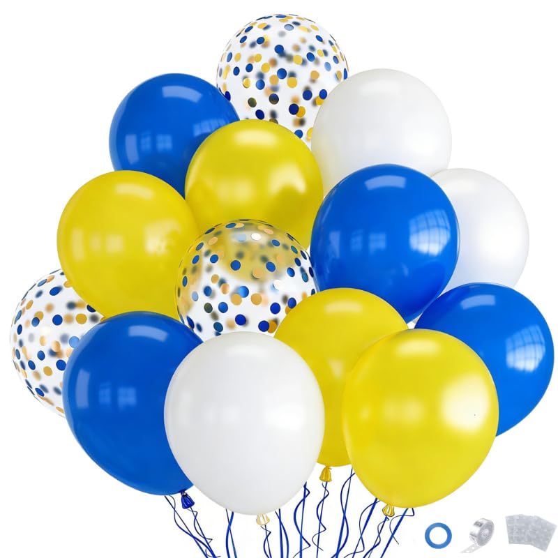 Image of Yellow Blue and White Balloons, 70-Pack Balloons for Birthday Graduation