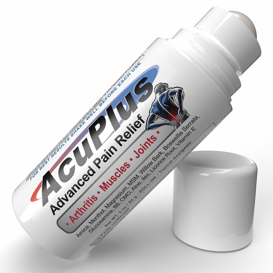 AcuPlus - Pain Relief Roll On - Topical Anti Inflammatory to Soothe Muscles & Joints - Arthritis Pain Reliever, Bursitis, Tendonitis Cream - TSA Compliant, Convenient Roll On - 3 fl. oz. (Pack of 1)