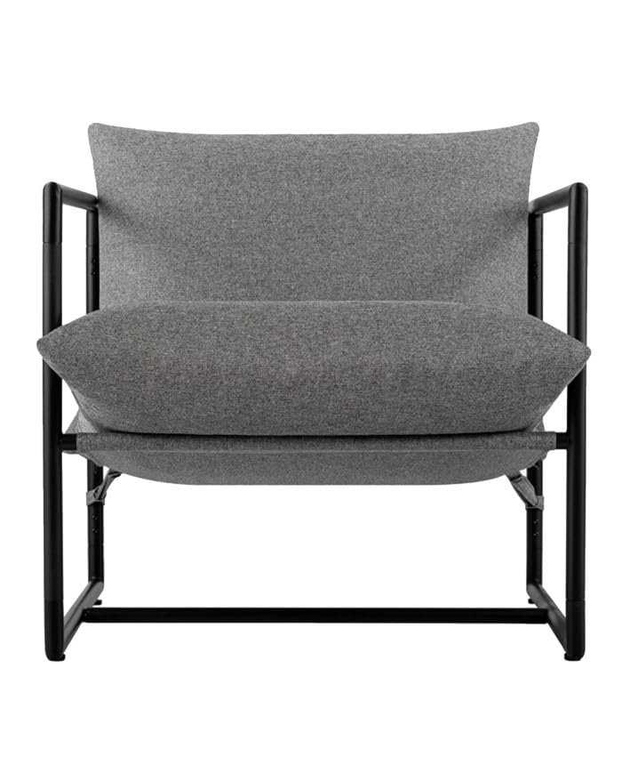 SWEET SOFA® Butaca Jaime – Sofá Individual Sillón Individual de Diseño Moderno, Estructura Metálica Resistente, Cojines desenfundables Color Gris