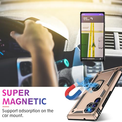 Image of for Samsung Galaxy S26 Ultra Case with Screen Protector, Heavy Duty Military Grade Shockproof Rugged Protective Cover for Samsung S26 Ultra Phone Case with Metal Ring Magnetic Kickstand (Gold)