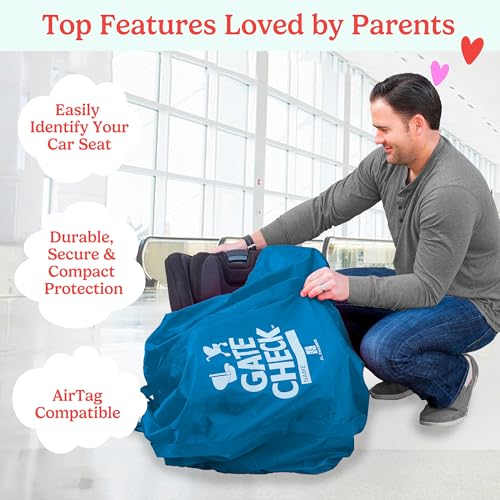 Image of J.L. Childress Gate Check Bag for Single & Some Double Strollers - Travel Bag for Airplane, Fits Most Standard Baby Strollers, Airport Accessories Gate Check, Flying Essentials - Deluxe, Blue
