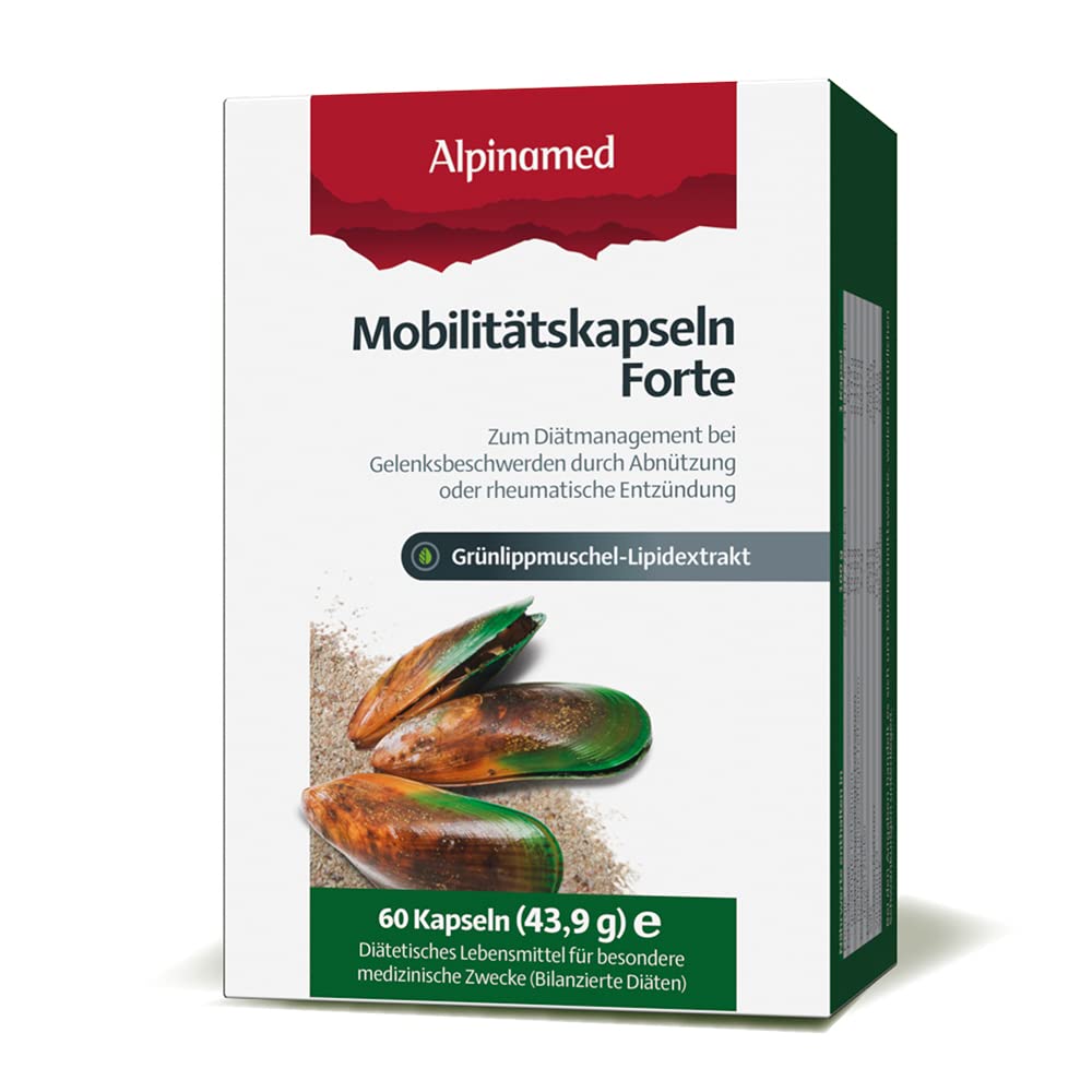 Alpinamed® Mobilitätskapseln Forte – 60 Kapseln mit Grünlippmuschel, Omega-3, Vitamin D3 & E