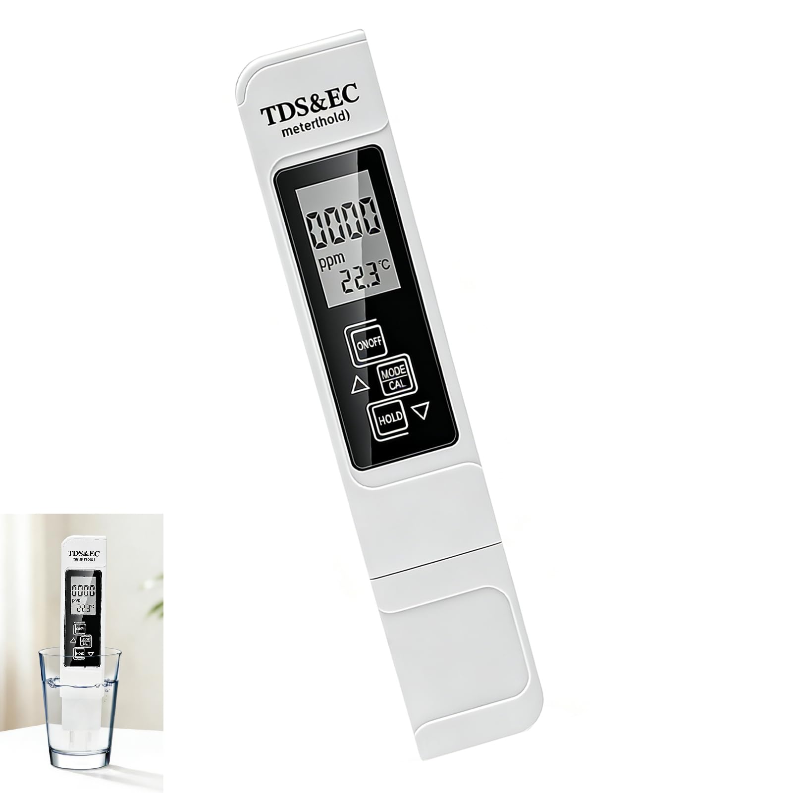 Digital Water Tester, TDS EC Meter, 4 in 1 Tester with Backlit ±2% Accuracy Portable Water Meter Pen for Drinking Water Aquarium Hydroponics Pool Conductivity Temperature Display Auto Hold Function