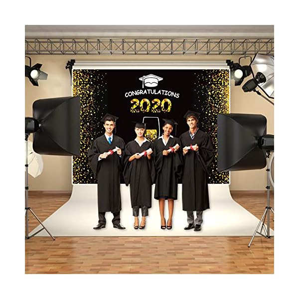 Graduations 2020 Hintergrund für Fotografie, schwarz und gold, Bachelor Cap Ribbon Grad Celebration Class of Graduation… – Bild 6