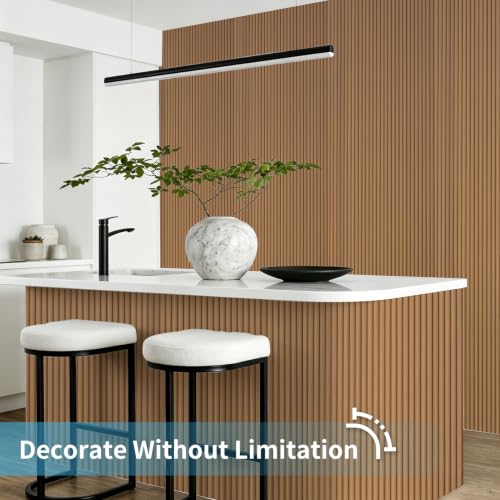 Image of Art3d Roll-Flat Beaded Wood Slat Wall Panel, 2-Pack, 94.5 x 23.6 in, Teak