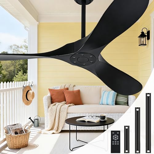 60-Inch Black Outdoor Ceiling Fan with Reversible Blades