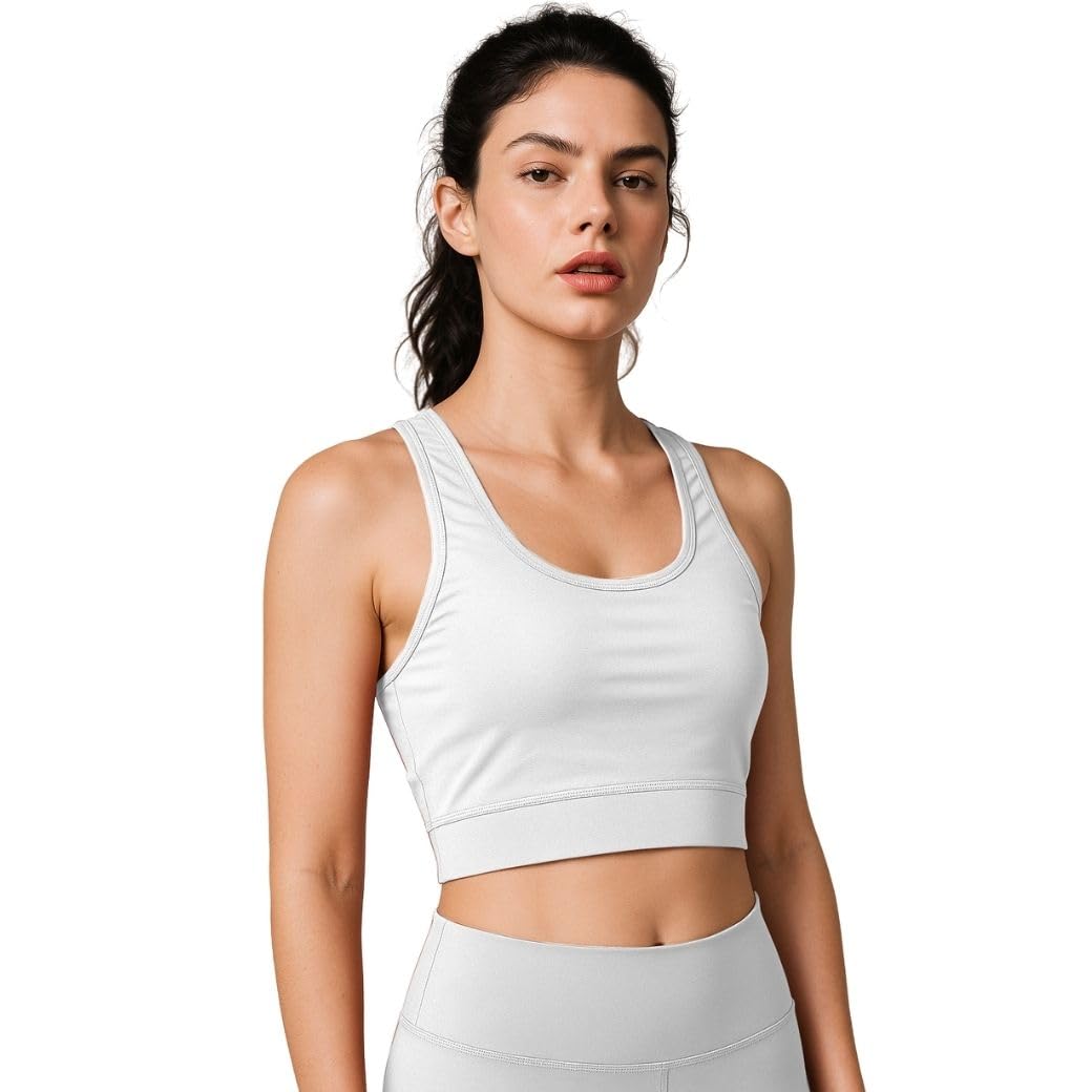 Slim Fit Cotton Blend Sports Bra | Seamless, Stretchable & Lightweight Activewear for Gym, Yoga, Running | Stylish & Supportive Fit, Full Coverage-image-28
