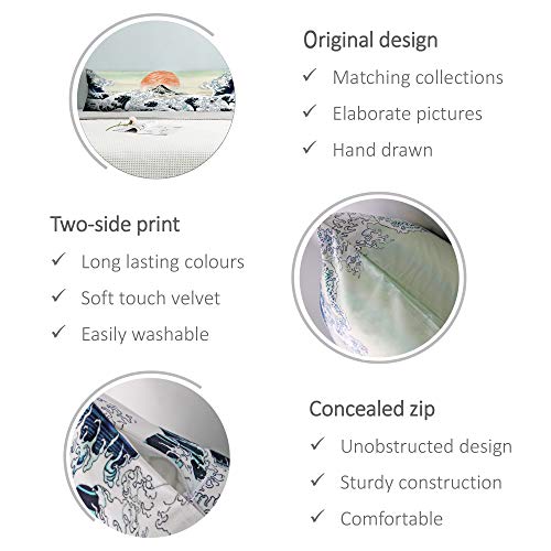 Body Pillow Cover - 20 X 54 Inches - Digital Printing Body Pillow Case With Hidden Zipper Closure - Ultra Soft Velvet Body Pillow Pillowcase For Hair And Skin - Japanese Wave #TOP6