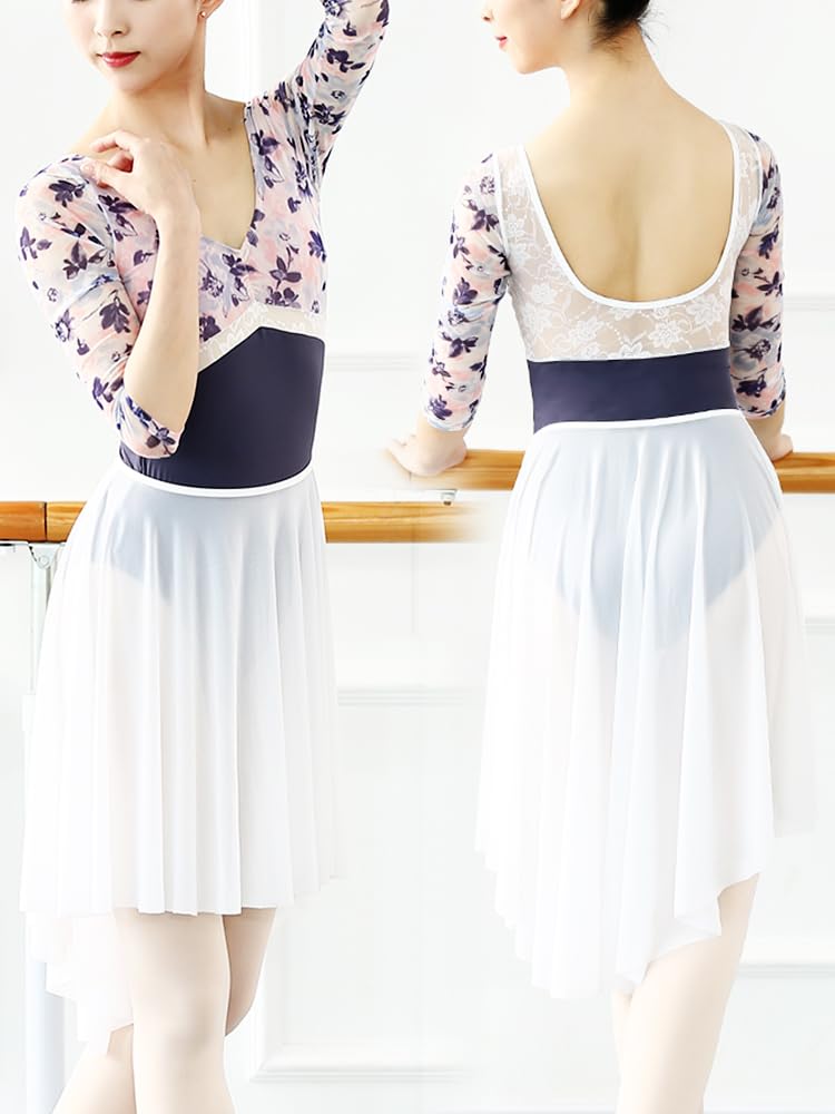 INOKAI Falda De Ballet Falda tutú Cruzada Lateral de Gasa for Danza de Ballet for actuaciones Latinas, Ropa de práctica de Estudio for niños