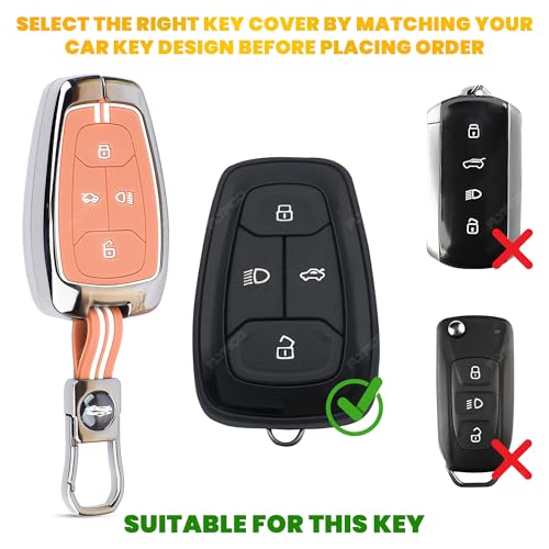 Image of Coll of Fest Premium Metal Silicone Brown Key Cover Compatible with Tata Nexon | Tata Harrier | Tata Safari | Tiago EV | Altroz | Tata Tigor | Punch | Tata EV 4 Button Key Glow in Dark