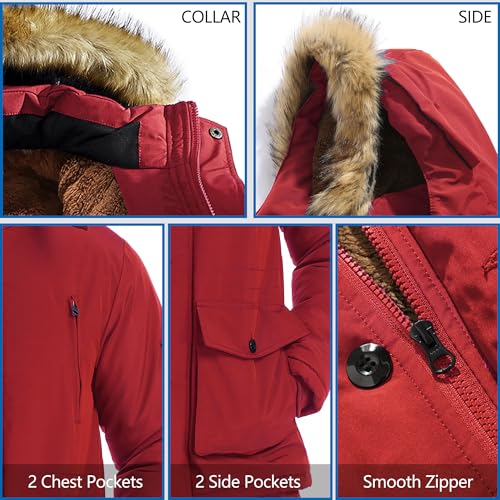 Image of JYG Men's Winter Thicken Coat Warm Puffer Parka Jacket with Faux Fur Removable Hood